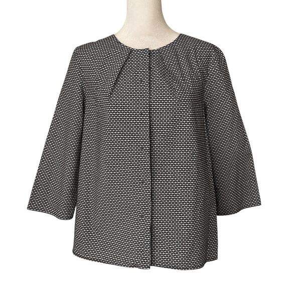 COS navy blue & white button down three-quarter sleeve top size 8 - Picture 1 of 13